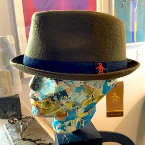 Original Penguin Dark Green Fedora with Black Band